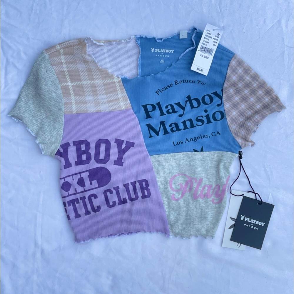 NWT Pacsun Playboy Patchwork Baby Tee